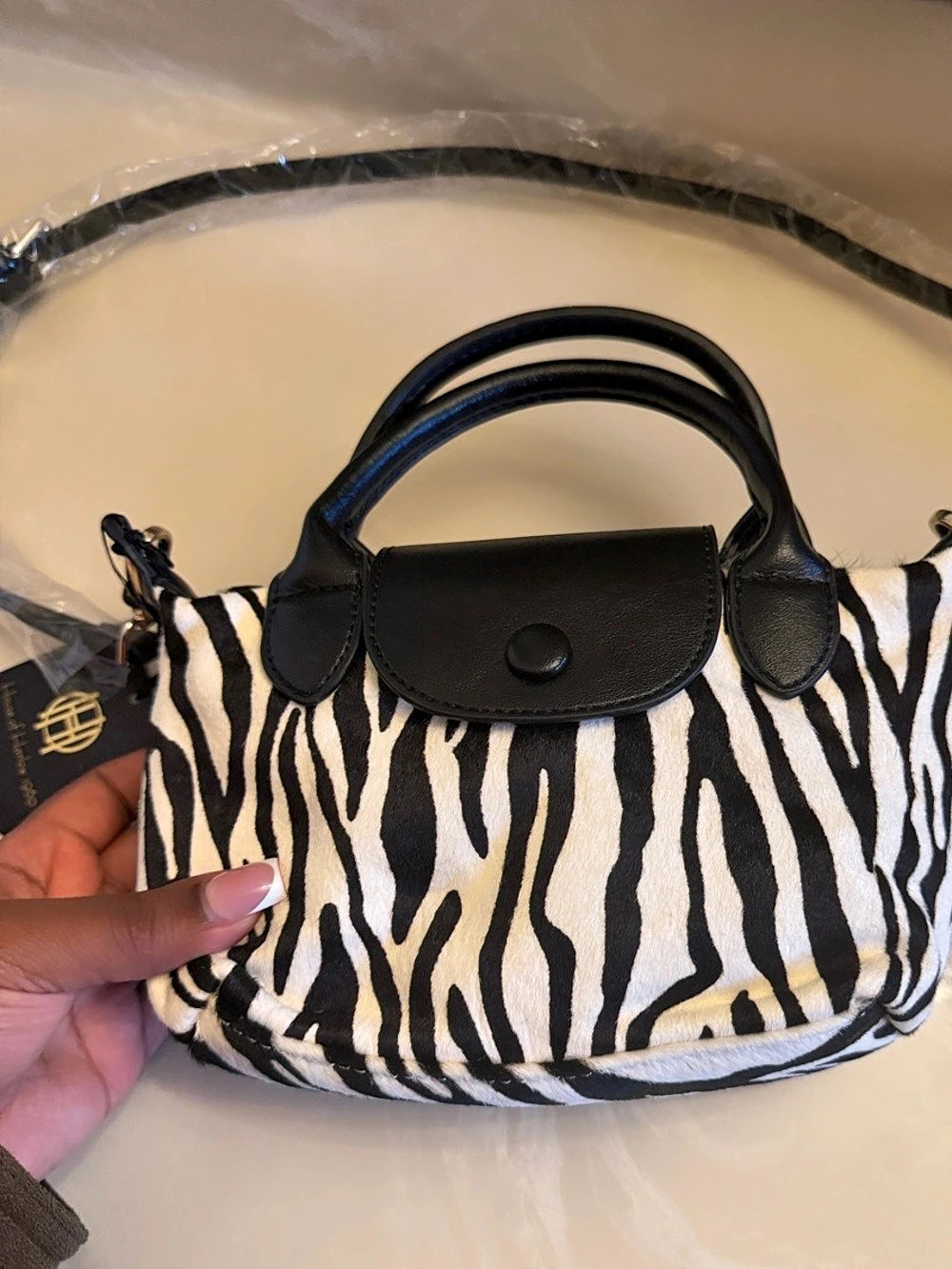 HOUSE OF HARLOW Zebra Print Satchel in Black & White NWT